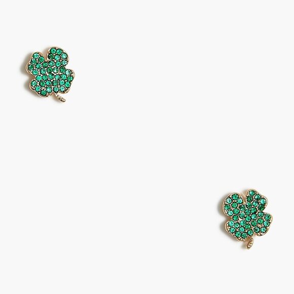 J. Crew Factory Jewelry - J. Crew Sparkling Green Clover Stud Earrings/NWT